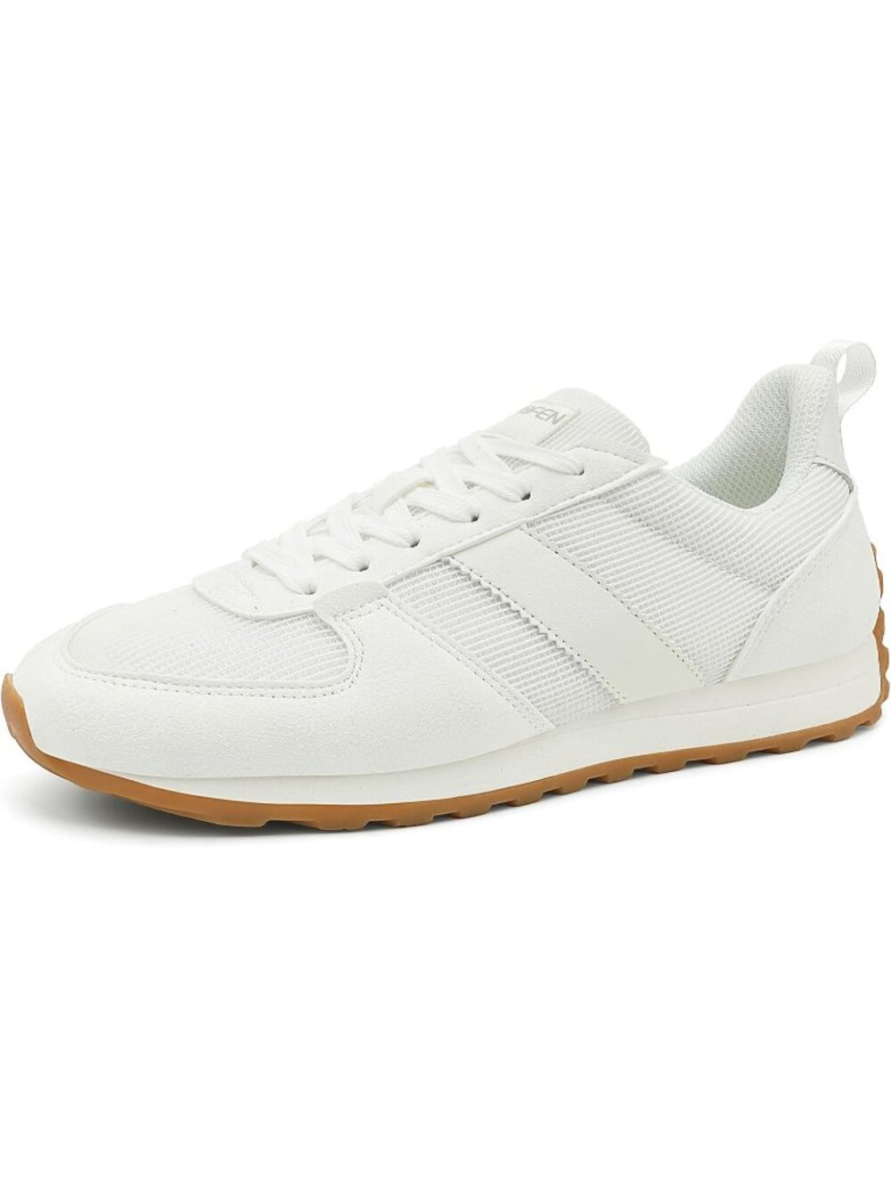 Women's White Microfiber Suede Mesh Lace Up Casual Fashion Walking Sneakers